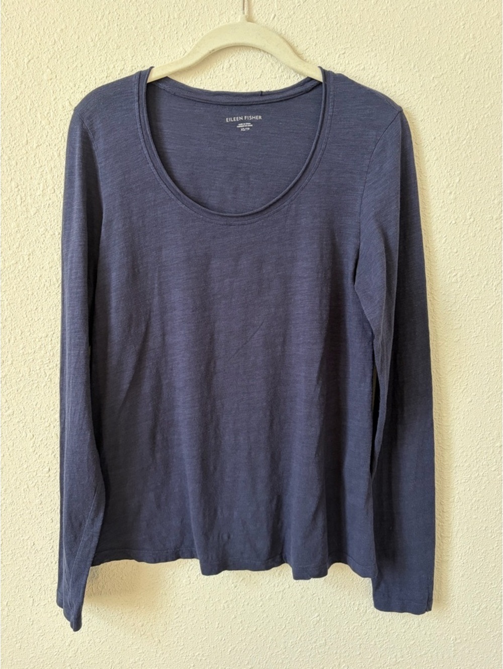 Eileen Fisher 100% Organic Cotton Long Sleeve T Shirt Blue Size XS Coastal